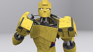 ROBOT YELLOW FIGHTER IK RIGGED LOWPOLY GRIDLOCK 3D model