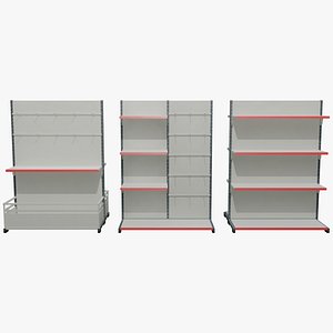 Modular Supermarket Shelf Pack Store Environment Kit Low-poly 3D model