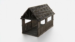 Old Wooden Medieval Building Sheds 3D model