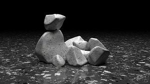 3D Scattered Rocks Low Poly