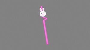 Cartoon purple bunny straw model