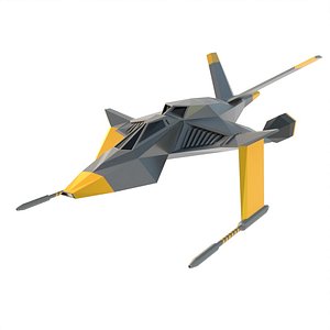 Lowpoly space kanga roo spaceship concept 3D model