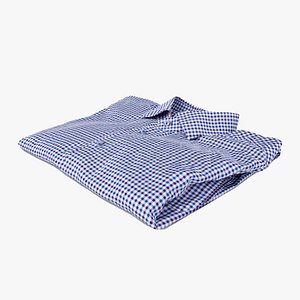 3D Blue generic folded checkered shirt with business style clothing