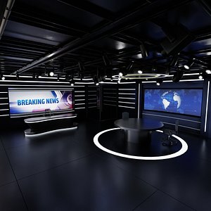 3D Virtual TV News Studio model