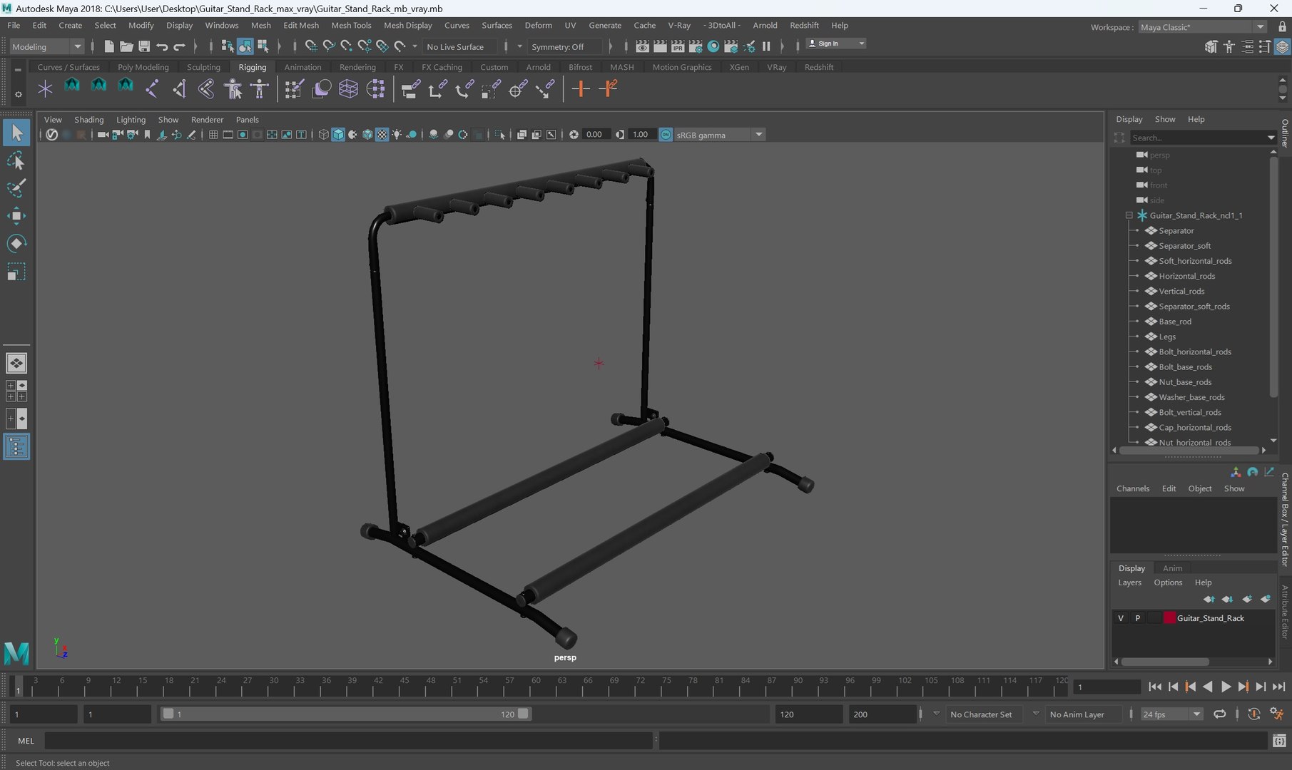 3D Guitar Stand Rack - TurboSquid 2346043