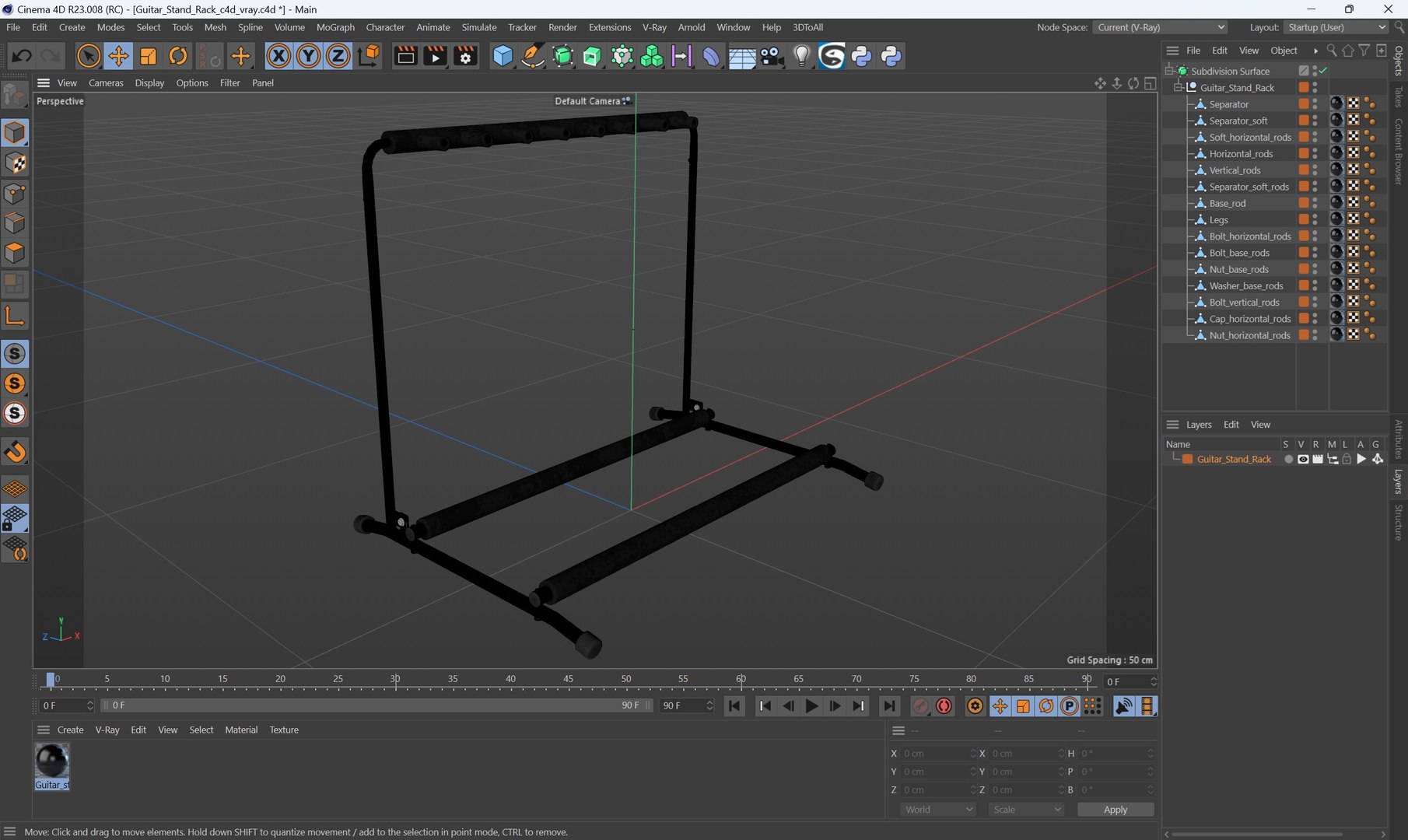 3D Guitar Stand Rack - TurboSquid 2346043