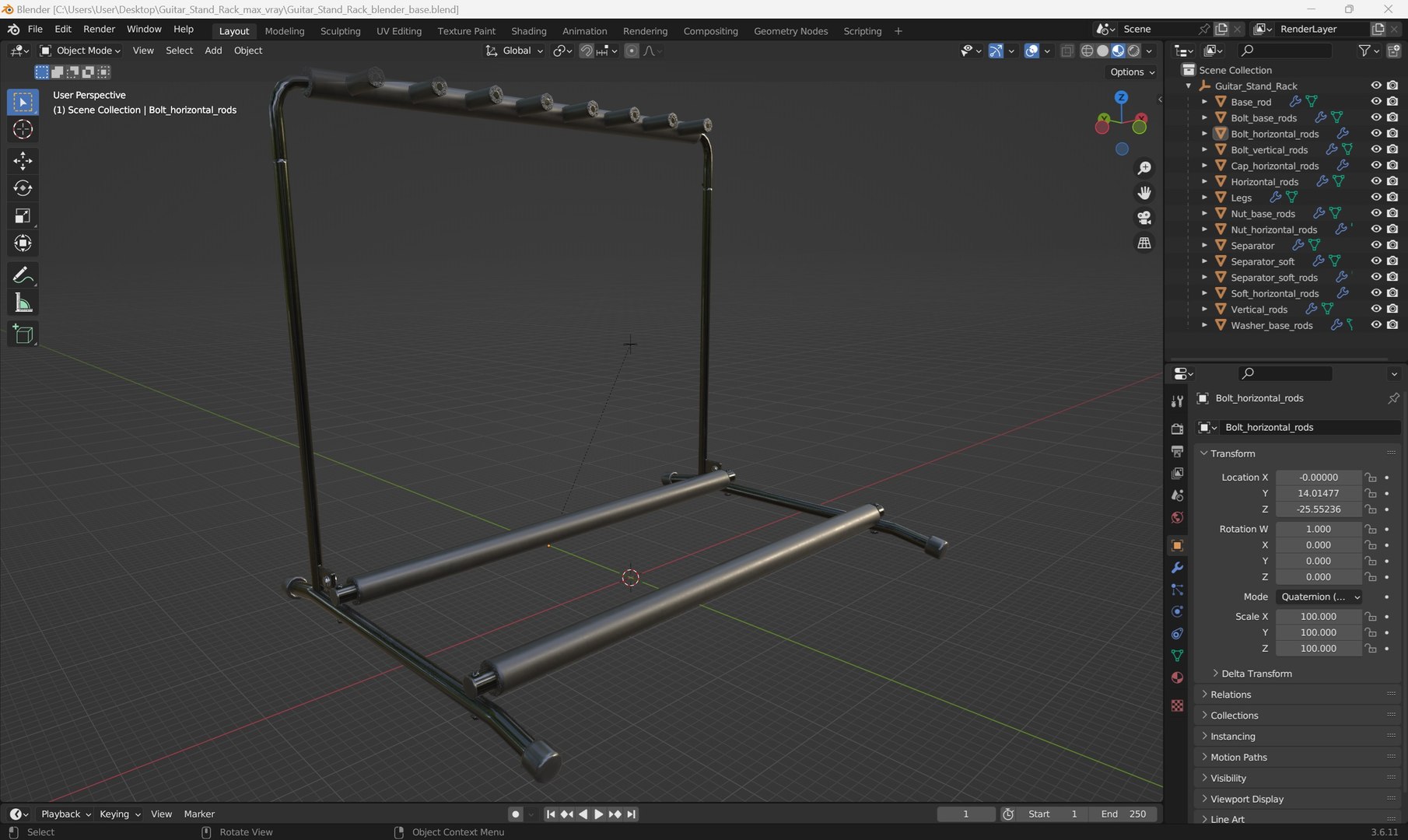 3D Guitar Stand Rack - TurboSquid 2346043