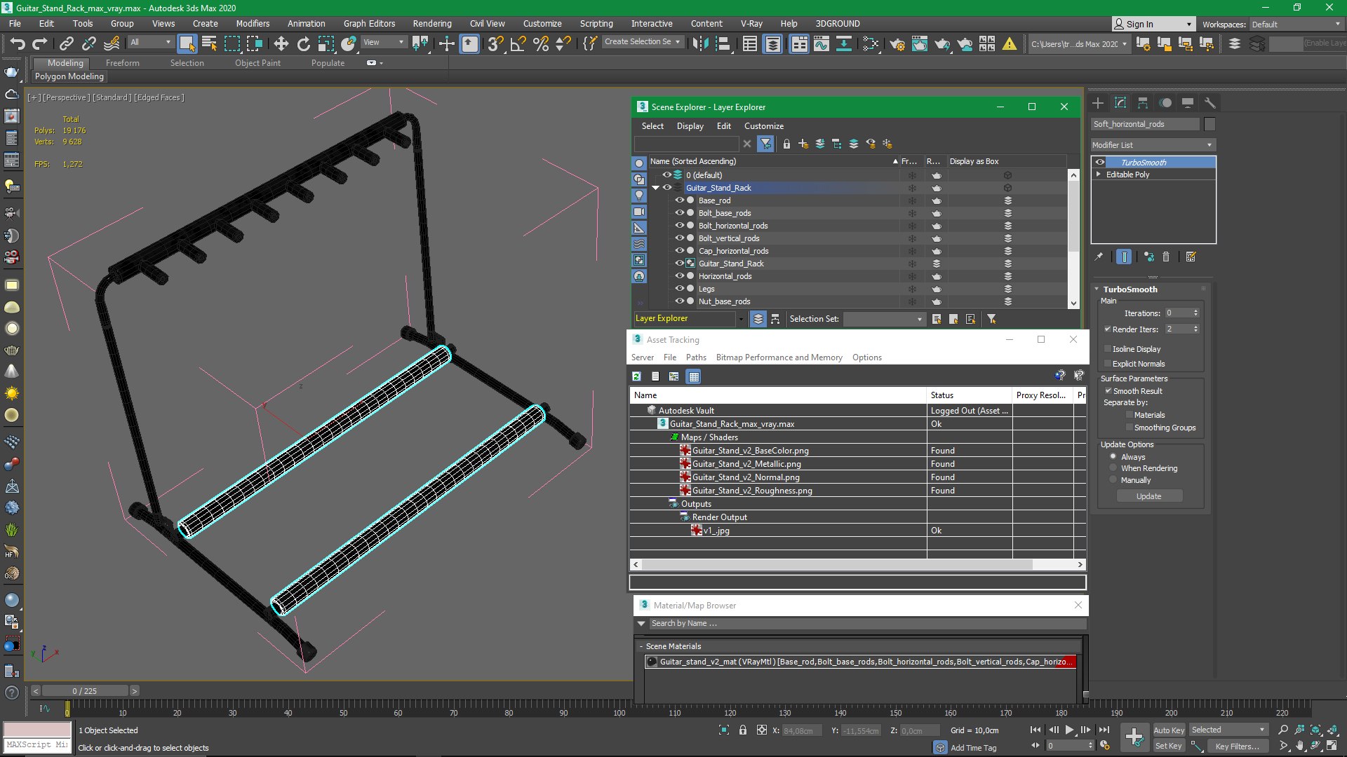 3D Guitar Stand Rack - TurboSquid 2346043