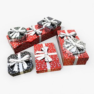 3D Gift Boxes - Flat Set with Glossy Ribbon Bow