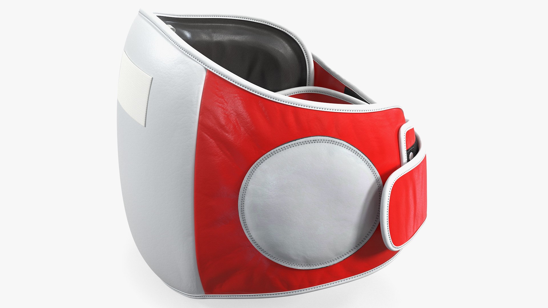 Muay Thai Leather Belly Pad Maneken White Red 3D model preview