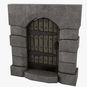 Medieval Door Large Stone and Step Door 3D Model