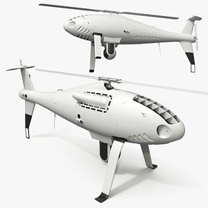 3D VTOL Drone with Surveillance Module White Rigged