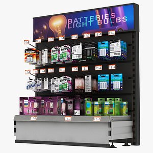 Batteries And Light Bulbs Display Stand