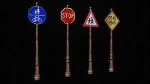 rusted street sign 3D model