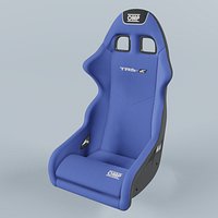 OMP TRS-E Racing Blue Seat 3D model