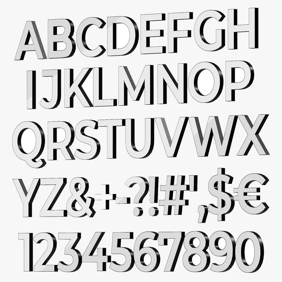 Backlit Alphabet 3d Volumetric English Letters Numbers Symbols 3D Model ...