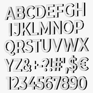 Backlit alphabet 3d volumetric English letters numbers symbols 3D model