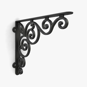 iron shelf bracket 06 3D model