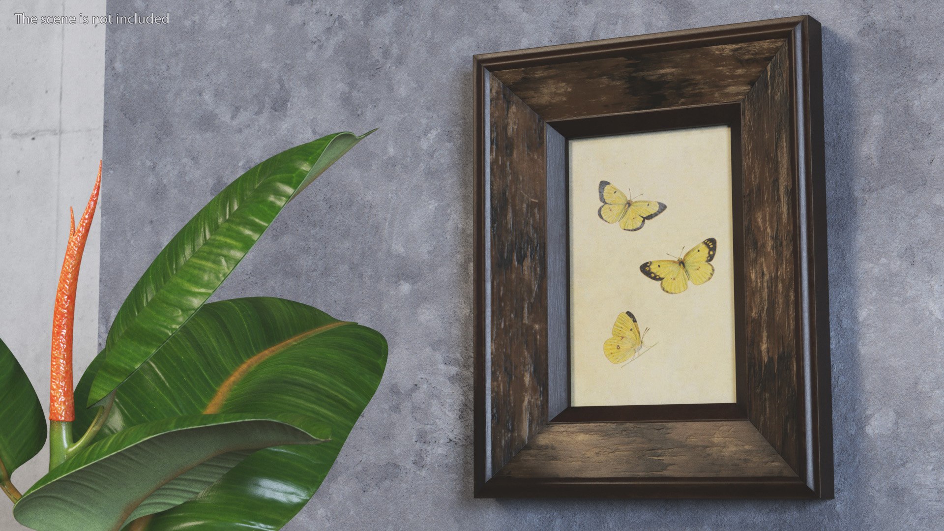 3D Rustic Wooden Frame With Butterflies - TurboSquid 1991706