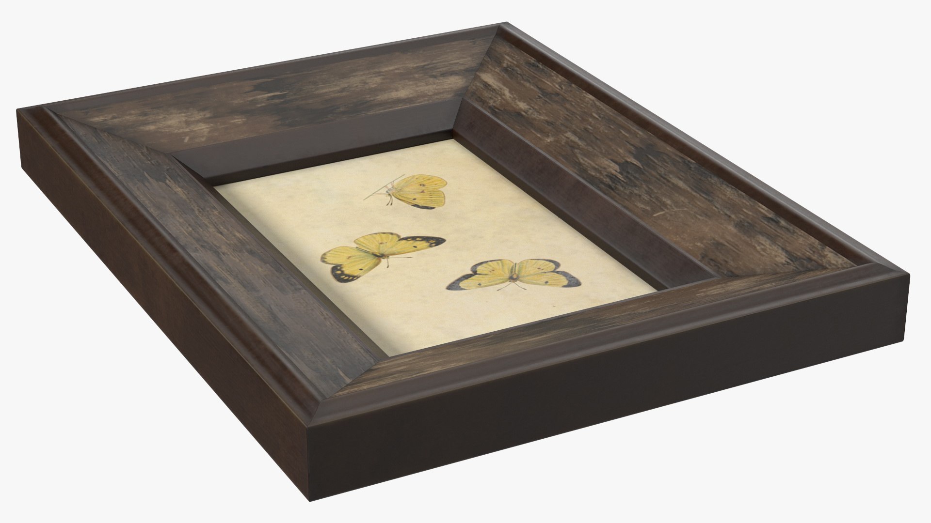3D Rustic Wooden Frame With Butterflies - TurboSquid 1991706