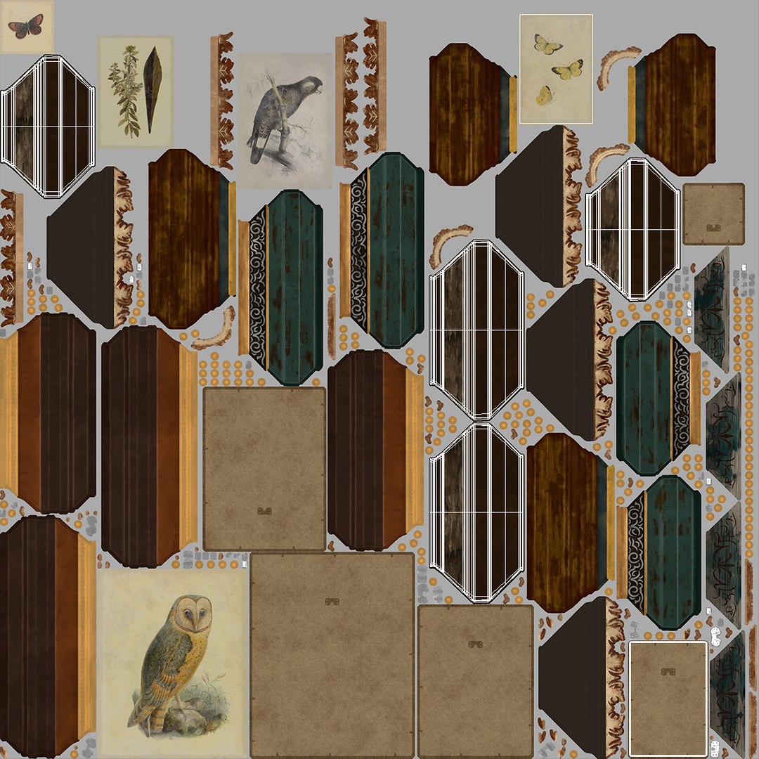 3D Rustic Wooden Frame With Butterflies - TurboSquid 1991706