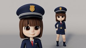 Rigged Cartoon Police 3D model