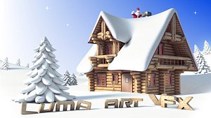 wooden house cottage cartoon obj