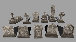 3D tombstone stone tomb