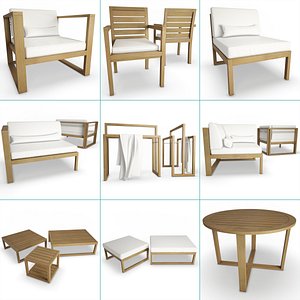 3D model siena outdoor wooden furniture