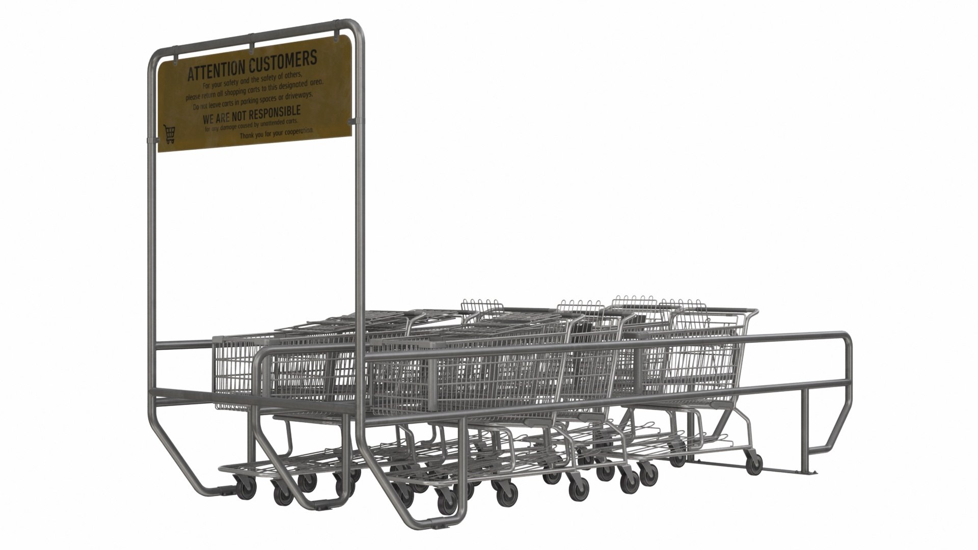 Shopping Cart Corral And Basket Stand 3D - TurboSquid 2421199