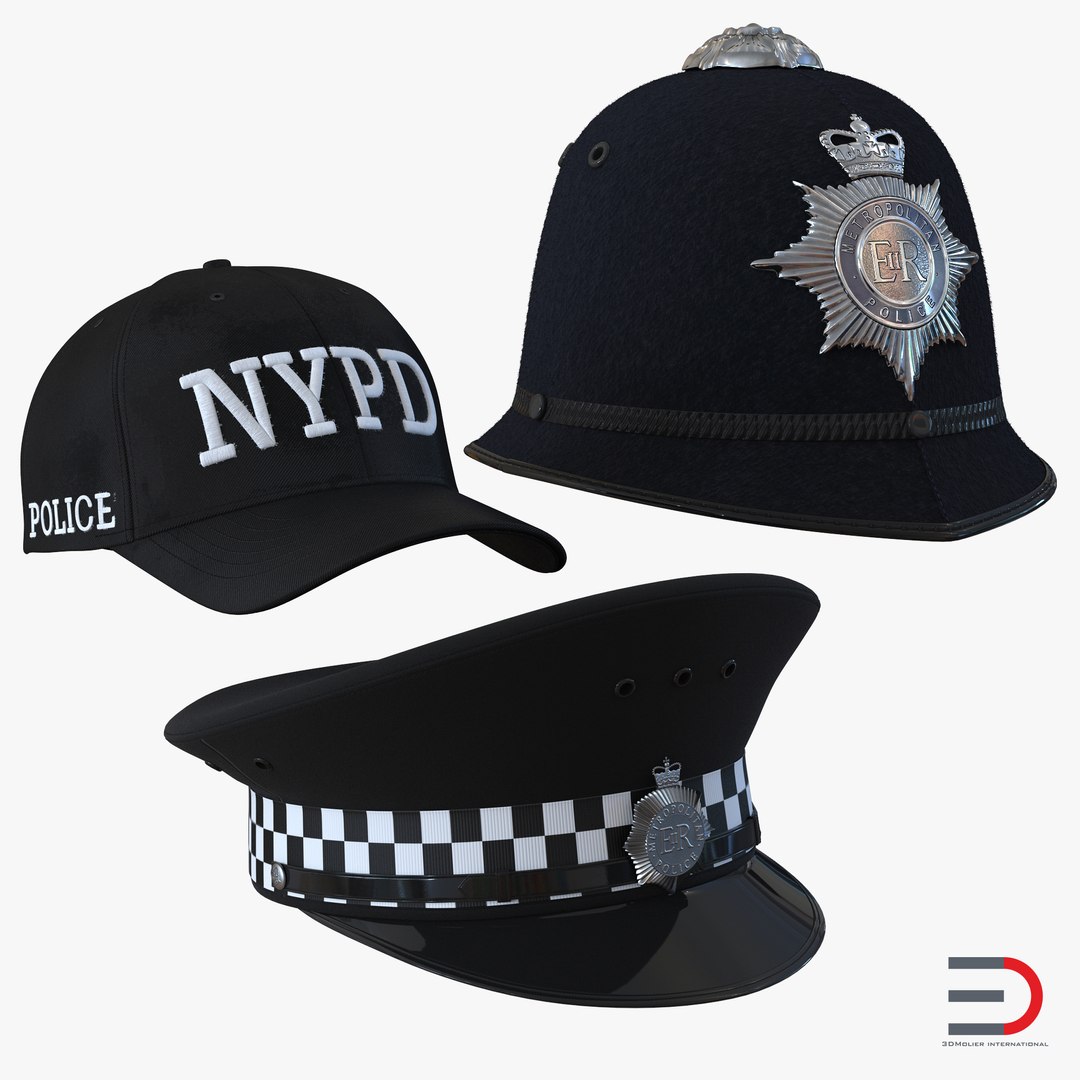 Police Hats Collection 3D model preview