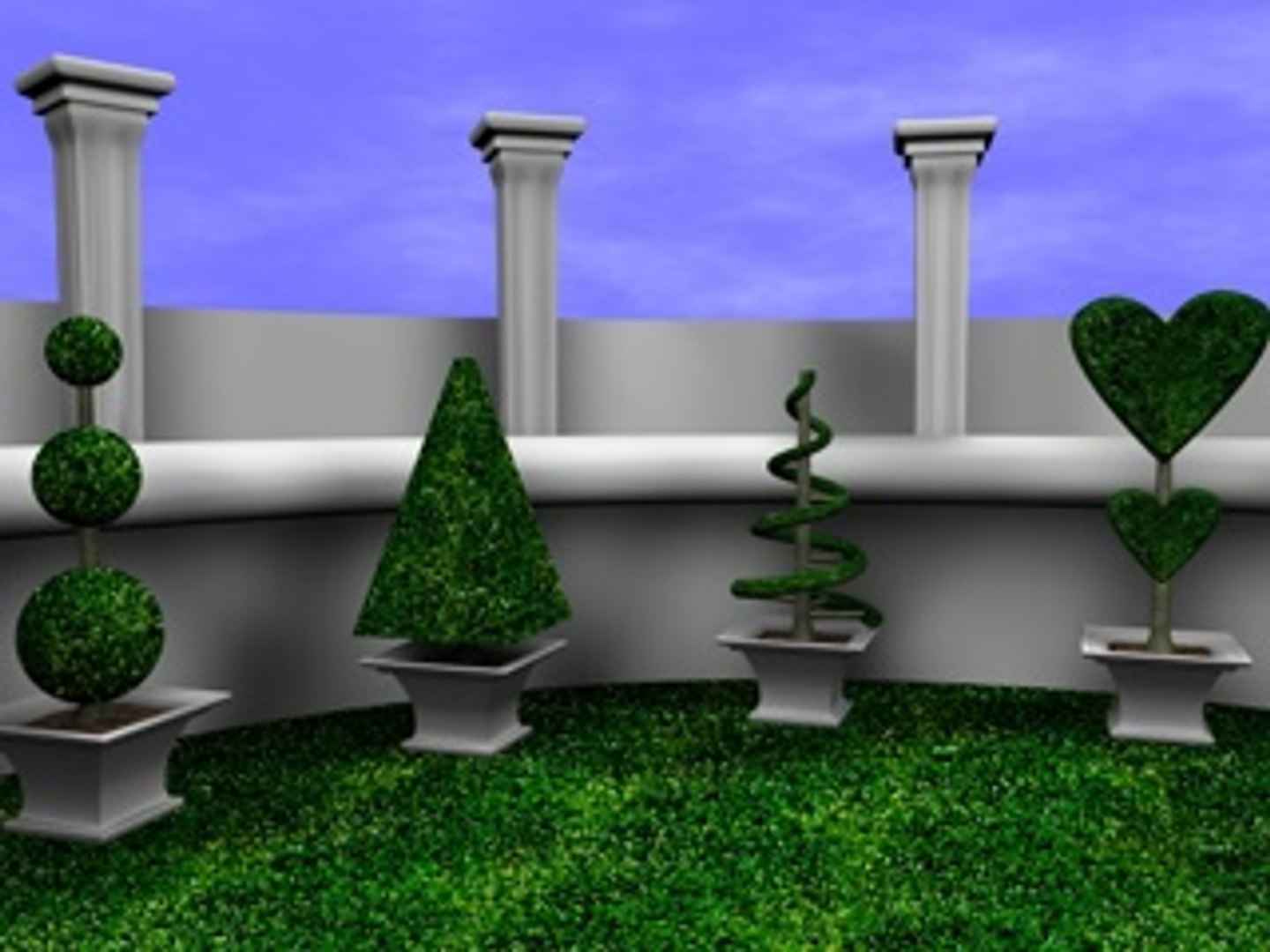 3d Topiary Columns Model