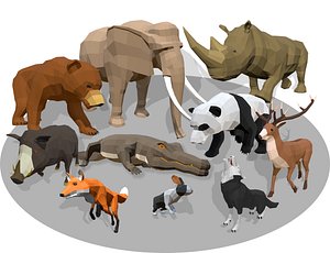 Low Poly Animals Africa Cartoon Collection - Animated 01