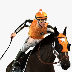 3D horse animations jockey model