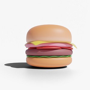 3D Burger 3D Model - Game Ready LODs