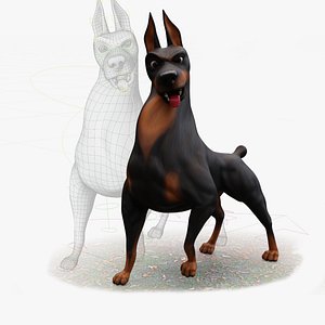 Doberman - stylized Dog rigged character for Blender