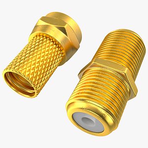 Coaxial Cable Connector and Extender Set Gold Plated 3D model