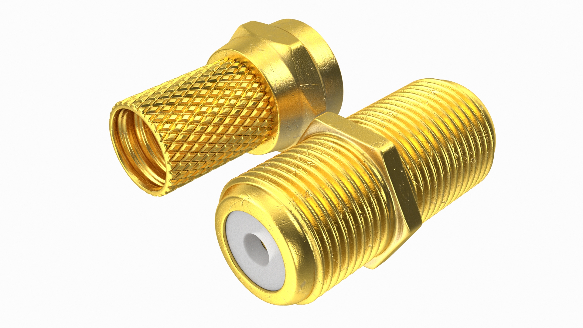 Coaxial Cable Connector And Extender Set Gold Plated 3D Model
