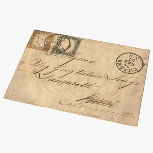 Old Paper Letter Two Stamps 3D model