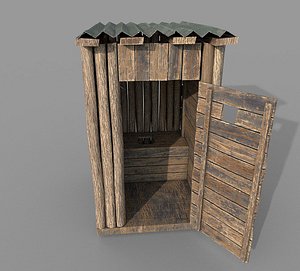 Outdoor Wooden Toilet 4 3D model