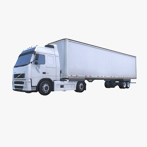 3D Volvo FH-12 Generic White Semi-Trailer Truck