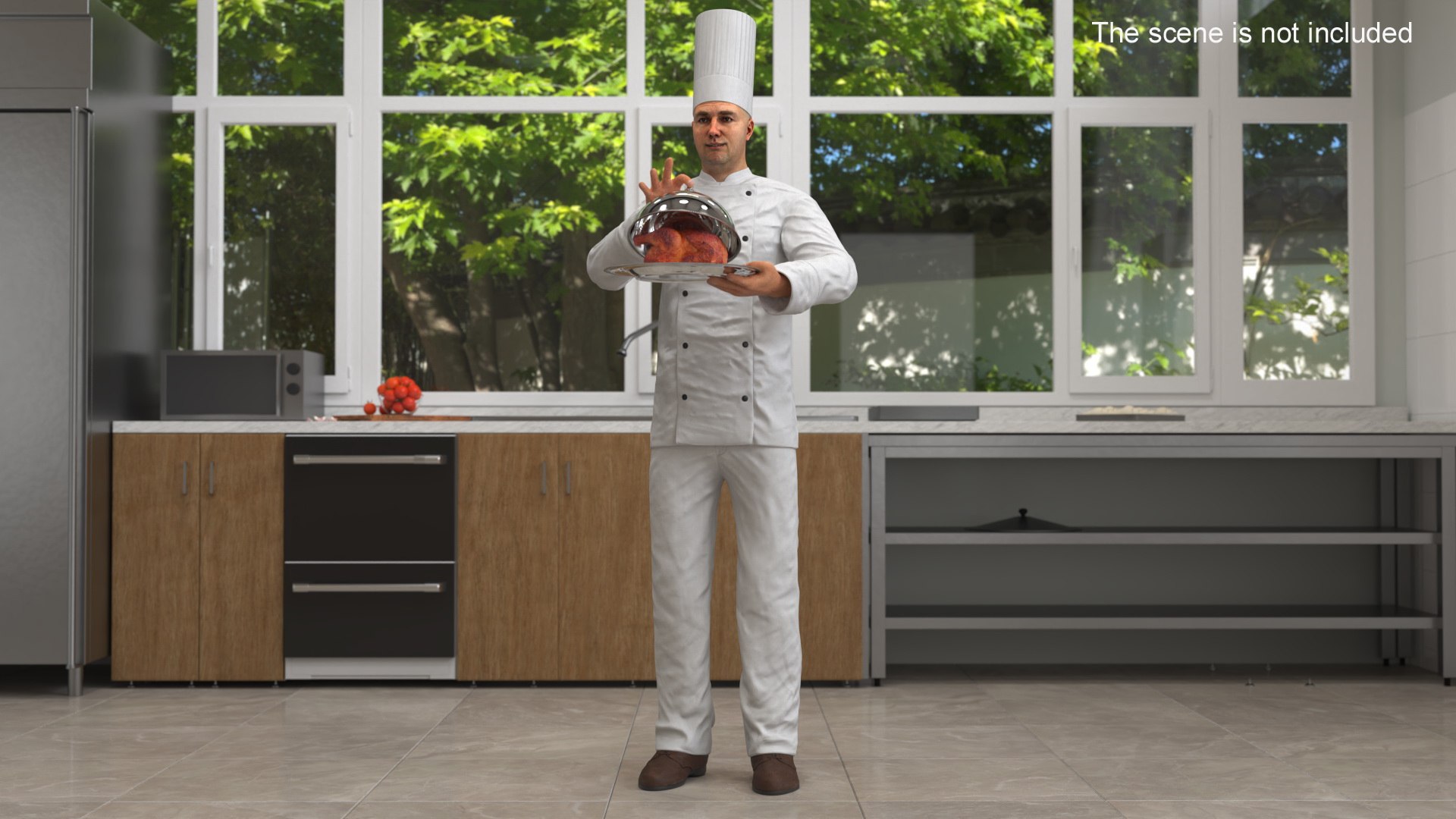 3D Model Professional Chef With Roasted Turkey - TurboSquid 2328262