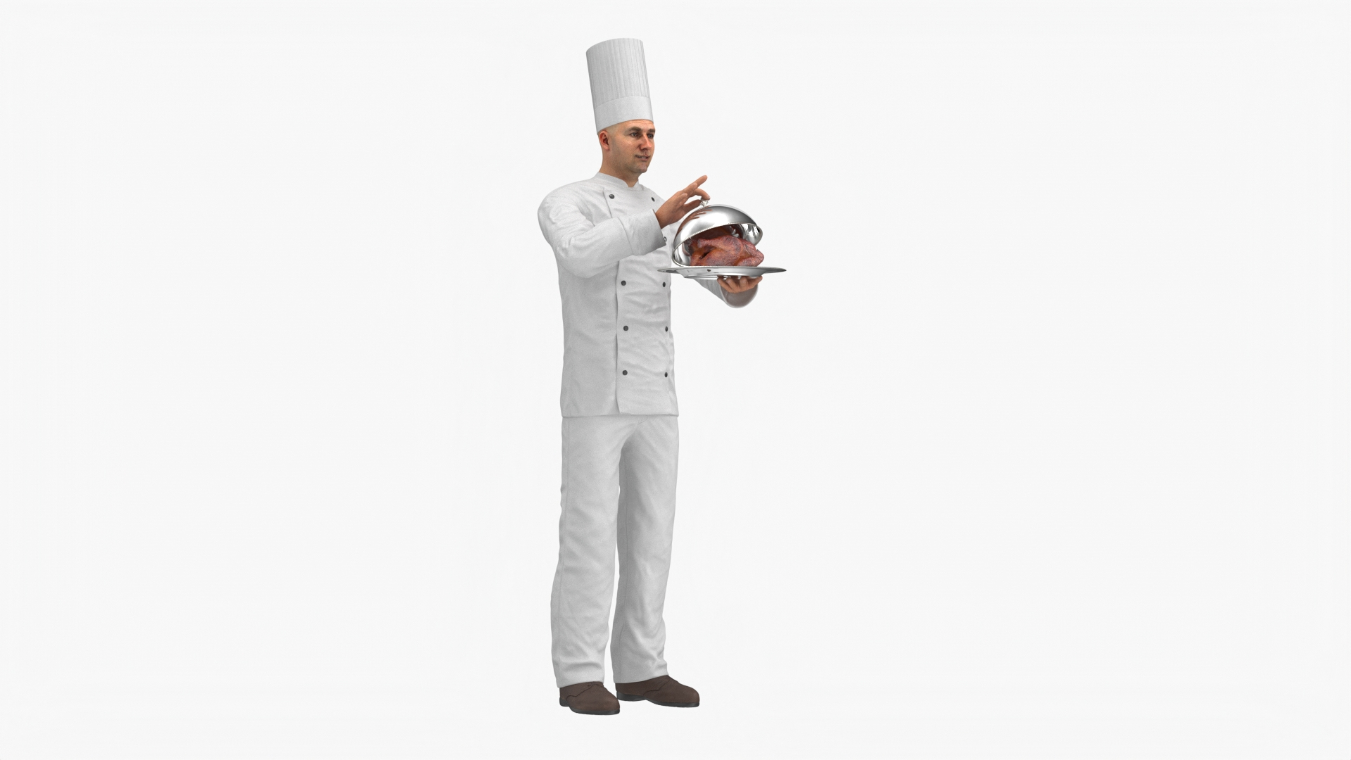 3D Model Professional Chef With Roasted Turkey - TurboSquid 2328262