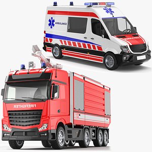 Detailed Ambulance And Fire Truck