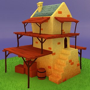 Toonish Medivial Watch Tower 3D model