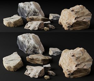 Photogrammetry Scanned Desert Rock And Cliff Boulder Pack 3D model