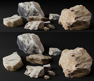 Photogrammetry Scanned Desert Rock And Cliff Boulder Pack