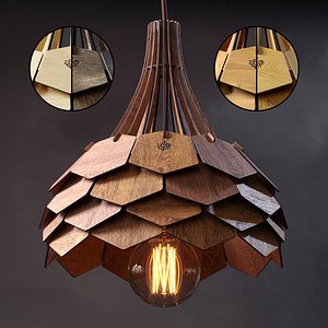 wood birch wooden lamp 3D model