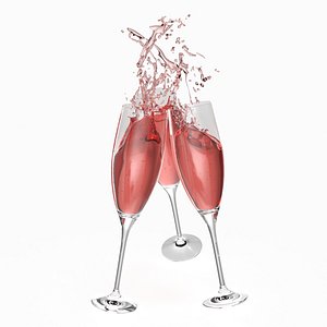 Sparkling Rose Wine Glasses in Motion