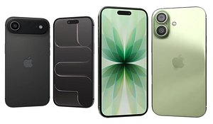 3D Apple iPhone Air Space Black And iPhone 17 Sage model